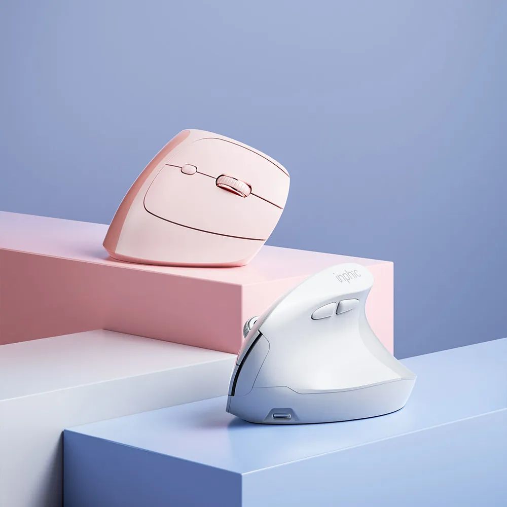 inphic® X9 Silent Pink (2.4G Wireless Vertical Mouse | - 2